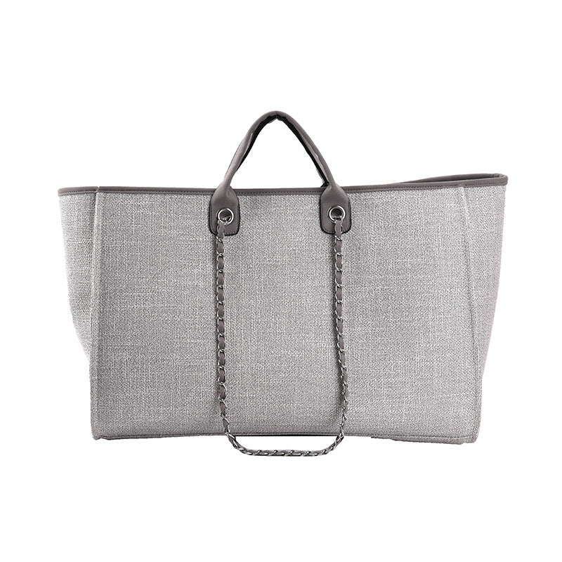 Large Grey Canvas Tote Ladies Handbag