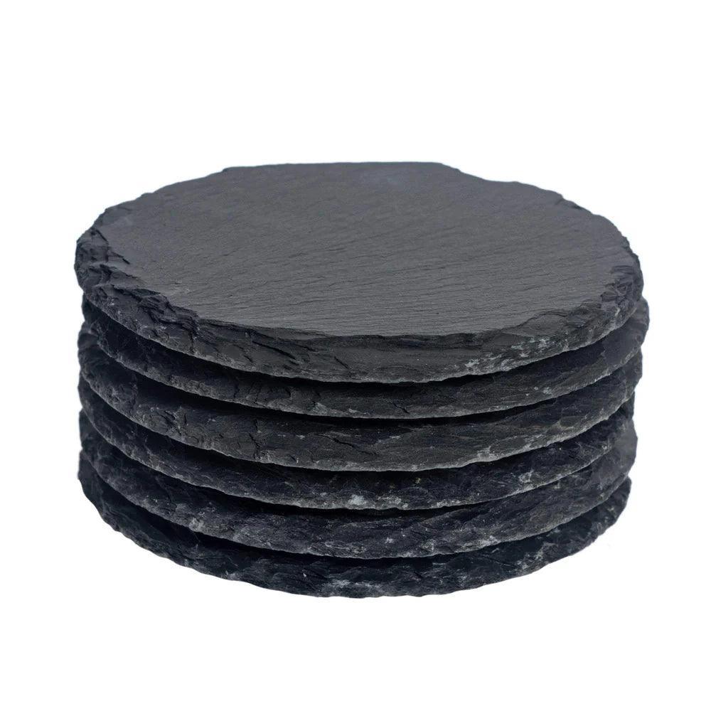 6 x Round Slate Coasters - Blanks & More Wholesale