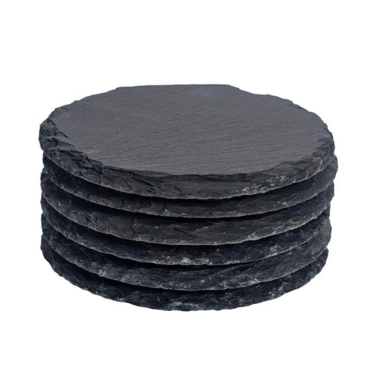 6 x Round Slate Coasters - Blanks & More Wholesale