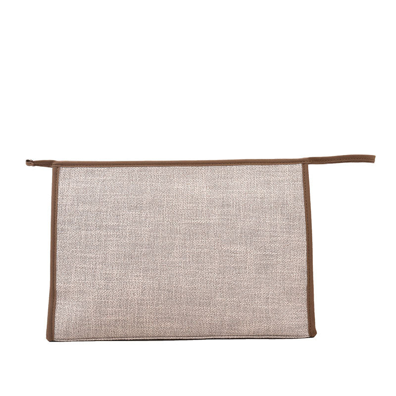 Beige/Brown Canvas Tote Ladies Clutch Bag