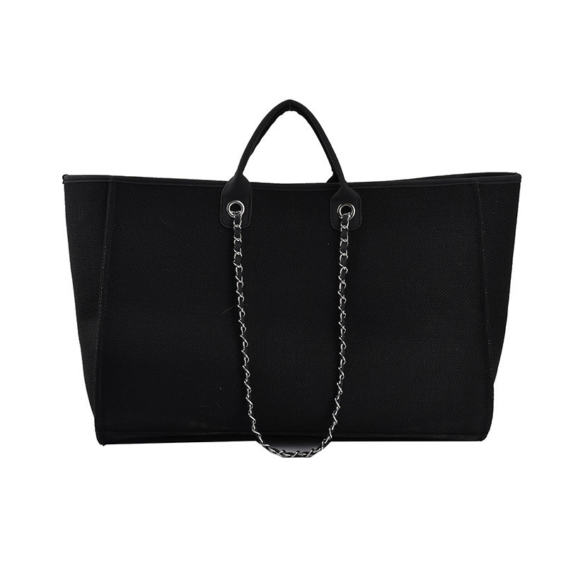 Large Black Canvas Tote Ladies Handbag