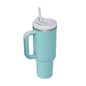 Aqua 40oz Tumbler With Handle, Straw And Lid - Blanks & More Wholesale