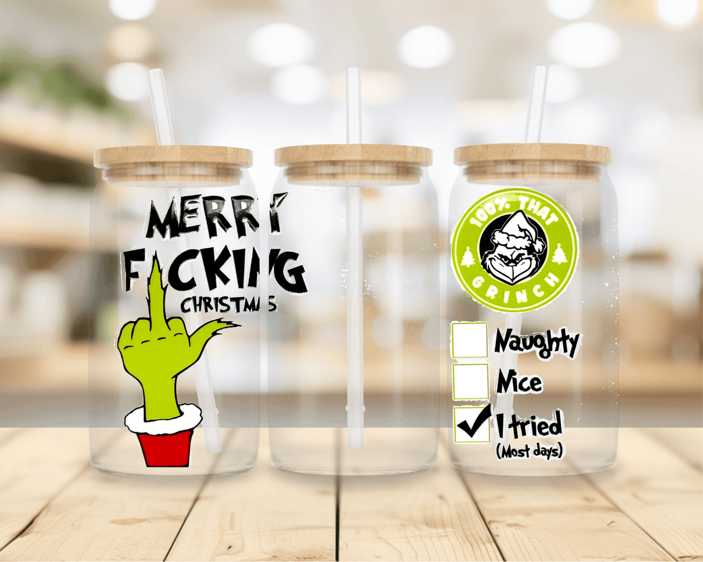 Grinch Merry F Xmas UV DTF Wrap - Blanks & More Wholesale