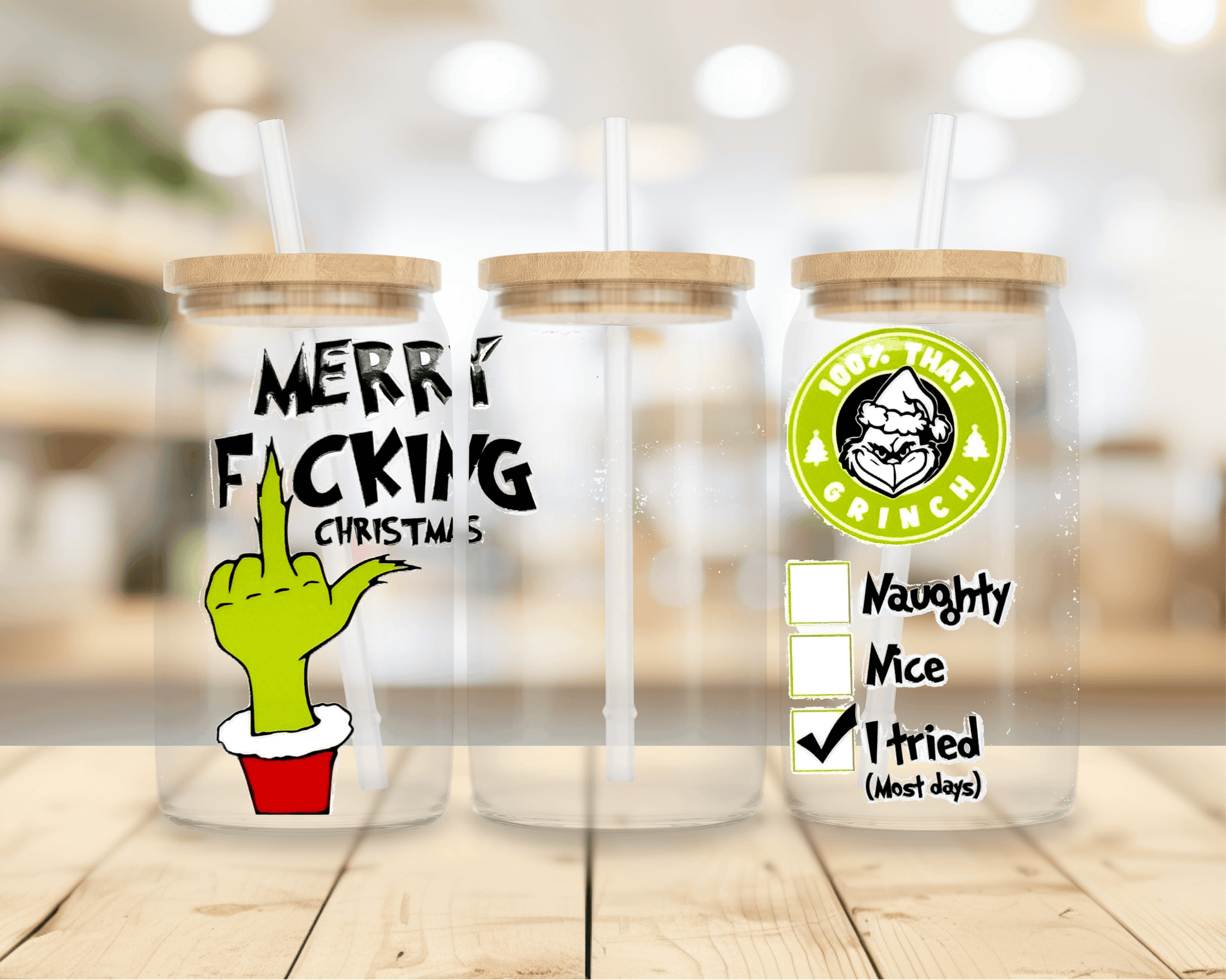 Grinch Merry F Xmas UV DTF Wrap - Blanks & More Wholesale