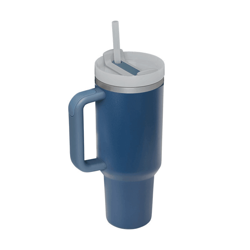 Navy 40oz Tumbler With Handle, Straw And Lid - Blanks & More Wholesale