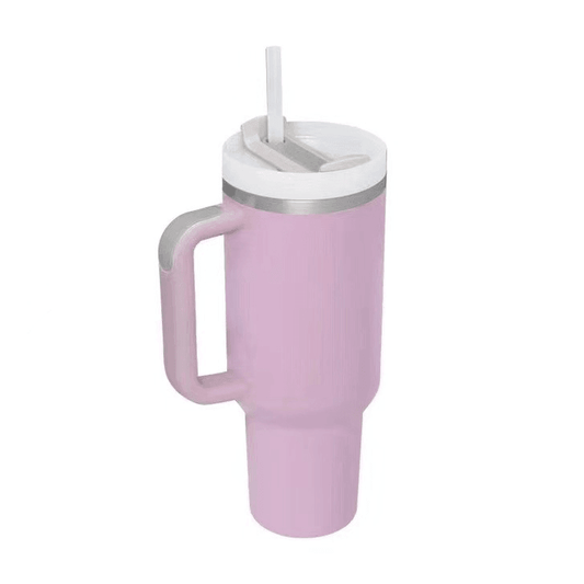 Pink 40oz Tumbler With Handle, Straw And Lid - Blanks & More Wholesale